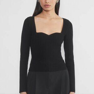 Babaton Sculpt Knit Sweetheart Longsleeve | Dark Brown, Size S